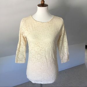 LAST/FINAL CALL: Cream Lace Knit Lined Crew Top